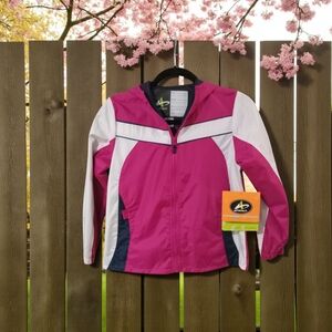 ATHLETECH GIRL'S‎ WINDBREAKER SIZE 10/ 12 NWT PINK; WHITE; & NAVY